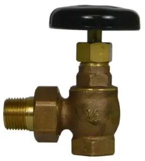 Pasco #4431T 1-1/2" Steam/Water Radiator Angle Valve Rising Stem - FNPT x Union