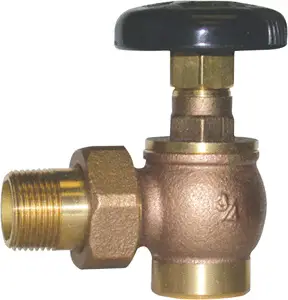 Pasco #4437S 1in Hot Water Angle Radiator Valve Rising Stem - FNPT x Union
