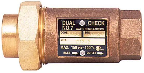 Watts Valves #0061783 1/2" Dual Check Backflow Preventer 7
