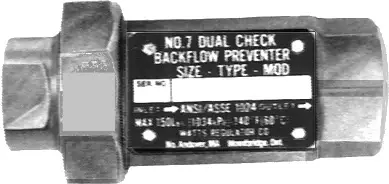Watts Valves #0061791 3/4" Dual Check Backflow Preventer 7