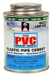 Hercules #60013 1/2 Pt Clear PVC Cement Clear (Blue Label)