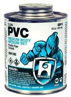 Hercules #60015 1 Pt Clear PVC Cement Clear (Blue Label)