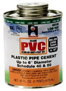Hercules #60145 1 Pt Clear PVC Cement Clear (Orange Label)