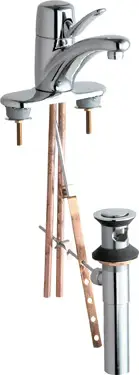 Chicago Faucets #2201-4CP Chrome Marathon 1-Handle Deck-Mount Lavatory Faucets with 4-3/4" Cast Brass Spout