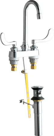 Chicago Faucets #894-317CP Chrome 2-Handle Deck-Mount Sink Faucet with GN1A Rigid/Swing Gooseneck Spout