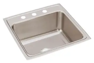 Elkay #DLR-2222-10-3 Stainless Steel Lustertone Self-Rimming Deep Single Bowl Sink Type 304 Stainless Steel