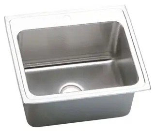 Elkay #DLR-2522-12-3 Stainless Steel Lustertone Self-Rimming Deep Single Bowl Sink Type 304 Stainless Steel