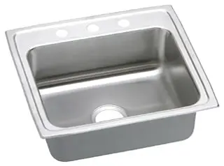 Elkay #LR-2219-3 Stainless Steel Lustertone Self-Rimming Single Bowl Sink