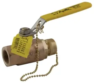 Apollo #78-165-HC 1in x 3/4" Bronze Ball Valve with Dust Cover & Chain - FNPT x Hose