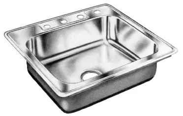 Kingsford #K-12522-4 Stainless Steel Lustertone SS Self-Rimming Single Bowl Hospitality Sink
