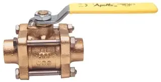 Apollo #82-207-A1 1-1/2" Bronze Full Port Valve with Brazed Tubing for Medical Gas Cleaned for Oxygen Service with Extension Tubes - Sweat