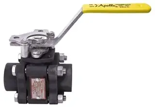 Apollo #83A-143-01 1/2" 3-Piece Full Port Actuator Ready Carbon Steel 1500 CWP NPT Ball Valve - FNPT