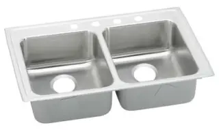 Elkay #LRAD3722651 37in x 22in x 6-1/2in Lustertone Stainless Steel Equal Double Bowl Drop-in ADA Sink 1-Hole