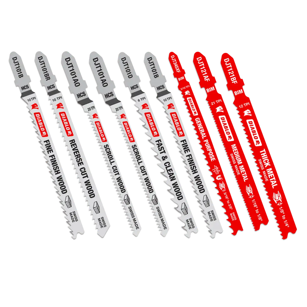 Diablo #DJT10S 10-Pc T-Shank Jigsaw Blade Set for Wood & Metal