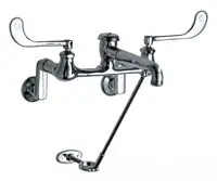 Chicago Faucets #814-VBCP 8in Wall Mount Service Sink Faucet w/ Vacuum Breaker