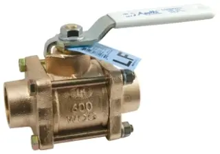 Apollo #82LF-248-01 2in Lead Free Bronze 3-Piece Full Port Ball Valve - Solder, SS Trim