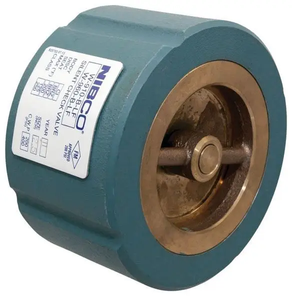 NIBCO #W-910-B-LF 4in Cast Iron Wafer Silent Check Valve 200# Bronze Seat - Lead Free