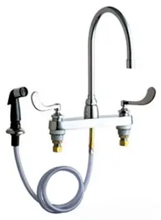 Chicago Faucets #1102-GN8AE3-317AB 8in Fixed Centers Sink Faucet with Side Spray - Chrome