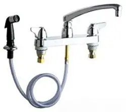 Chicago Faucets #1102-XKABCP 8in Sink Faucet with Side Spray - Chrome