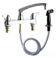 Chicago Faucets #1102-E35ABCP 8in Centers Sink Faucet 1.5 GPM with Side Spray - Chrome