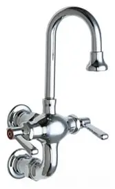 Chicago Faucets #225-261ABCP 3in Wall Mount Sink Faucet 1.5 GPM Gooseneck