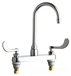 Chicago Faucets #1100-GN2AE35-317AB 8in Fixed Centers Sink Faucet Chrome Gooseneck