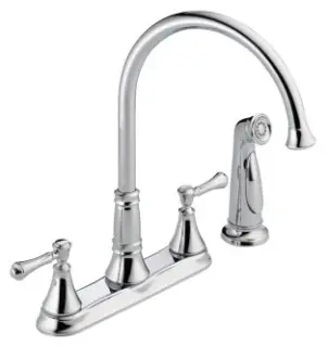 Delta #2497LF-CP Cassidy Two-Handle Kitchen Faucet Lead Free Hi-Arc Spout Chrome