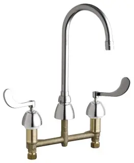 Chicago Faucets #786-E35ABCP 5-1/4in Gooseneck Concealed Sink Faucet 1.5 GPM - 4in Wristblade