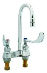 T&S Brass #B-0892-01 4in Centerset Lavatory Faucet Rigid Gooseneck 2.2 GPM - Wrist Action Handles