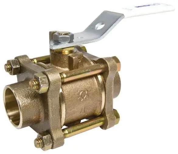 NIBCO S-595-Y-66-LF 2in Silicon Bronze Three-Piece Full Port Ball Valve 600 PSI - Solder