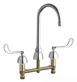 Chicago Faucets #786-E35-319ABCP 5-1/4in Gooseneck Concealed Faucet 1.5 GPM 6in Wristblade - 8in Centers