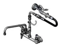 T&S Brass #B-0184 8in Wall Mount Mixing Faucet Kettle Filler w/ Spray Valve