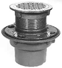 Zurn #ZN415-4NH-6H-P 4in Dura-Coated Cast Iron Floor Drain w/ Type H Nickel Bronze Strainer - No-Hub -P
