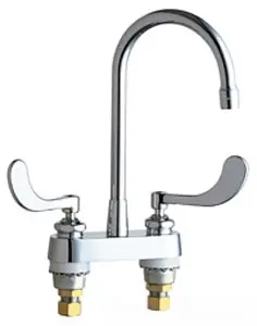 Chicago Faucets #895-317RGD2ABCP 4in Fixed Centers Sink Faucet Rigid Gooseneck - Chrome