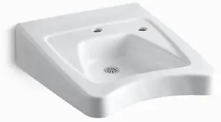 Kohler #12638-R-0 20in x 27in Morningside Wall-Mount Sink Single Hole Center + Soap Dispenser Hole - White