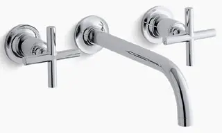 Kohler #K-T14414-3-CP 9" Wall-Mount Lavatory Faucet Polished Chrome - Cross Handles