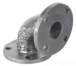 Ward #6X4.BFL 6in x 4in Black Cast Iron Flanged Reducing 90° Elbow Class 125