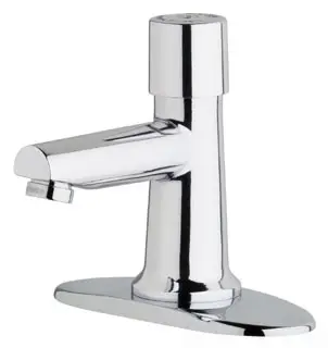 Chicago Faucets #3500-4E2805ABCP 4in Coverplate Lavatory Metering Faucet 0.5 GPM Tempered Water