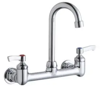 Elkay #LK940GN04L2H 8in Centerset Wall Mount Gooseneck Faucet Chrome Lever Handle
