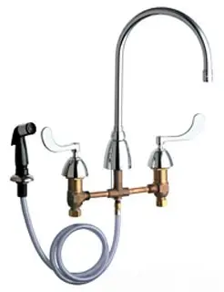 Chicago Faucets #200-GN8AE3-317XKAB 8in Chrome Sink Faucet with Side Spray - Gooseneck Spout