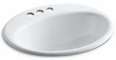 Kohler K-2905-4 19-1/4in x 16-1/4in White Enameled Cast Iron Drop-In Lavatory Sink - 4in Centerset