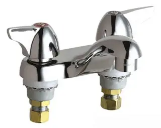 Chicago Faucets #802-V1000ABCP 4in Centers Hot & Cold Sink Faucet - Deck Mount