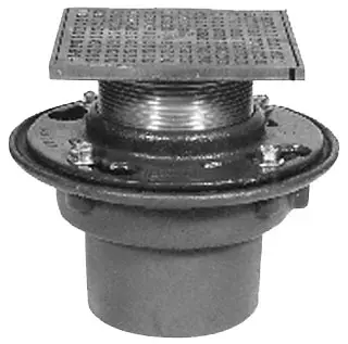Zurn #ZN415-4NH-5S-P 4in No-Hub Floor Drain 5in Sq Nickel Bronze Strainer Trap Primer