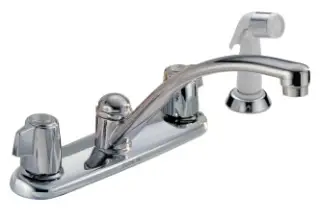 Delta #2400LF Two-Handle Chrome Kitchen Faucet with Sprayer - Lead Free