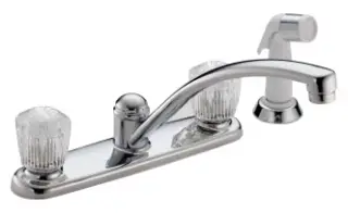 Delta #2402LF Chrome Two-Handle Kitchen Faucet with Sprayer - Lead Free
