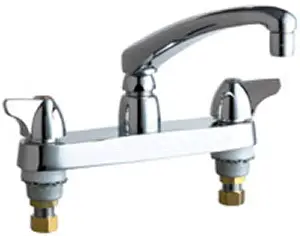 Chicago Faucets #1102-CP Chrome 2-Handle Concealed Deck-Mount Kitchen Faucets with L8 Cast Swing Spout
