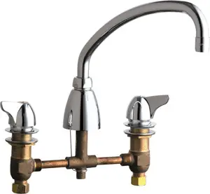 Chicago Faucets #1201-ACP Chrome 2-Handle Concealed Deck-Mount Kitchen Faucet with L9 Cast Swing Spout