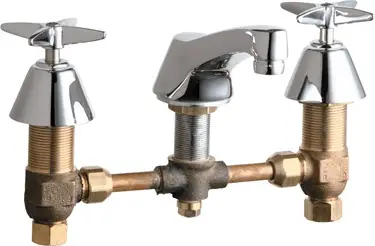 Chicago Faucets #403-CP Chrome 2-Handle Concealed Deck-Mount Lavatory Faucet with 4-3/4" Spout