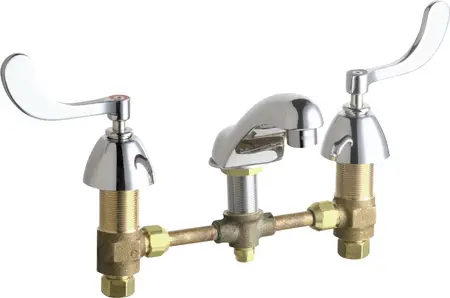 Chicago Faucets #404-V317CP Chrome 2-Handle Concealed Deck-Mount Lavatory Faucets with 5" Spout