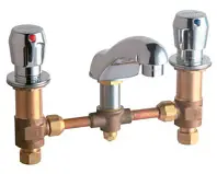 Chicago Faucets #404-V665CP Chrome 2-Handle 8CC Deck-Mount Metering Lavatory Faucet with 5" Spout